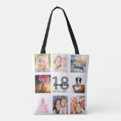 18. Geburtstag Foto Collage Mädchen weiß Tasche (Rückseite)