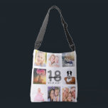18. Geburtstag Foto Collage Mädchen weiß Tragetaschen Mit Langen Trägern<br><div class="desc">Ein einzigartiges Geschenk für den 18. Geburtstag eines Mädchens, das ihr Leben mit einer Collage von 8 eigenen Fotos, Bildern feiert. Personalisieren und fügen Sie ihren Namen, Alter 18 und ein Datum. Ein schick weißer Hintergrund. Graue und schwarze Buchstaben und Zahlen. Der Name ist mit einem modernen handgeschriebenen Stilskript geschrieben....</div>