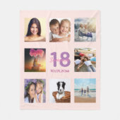 18. Geburtstag Foto Collage Rose Gold Rosa Fleecedecke (Vorderseite)