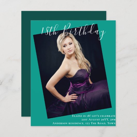 18. Geburtstag FOTO Einladung zur Ankündigung (Vorne/Hinten)