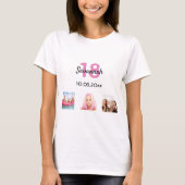18. Geburtstag Foto Pink Monogramm Mädchen T-Shirt (Vorderseite)