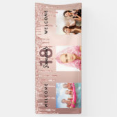 18. Geburtstag Foto Rose Gold Glitzer funkeln Banner (Vertikal)