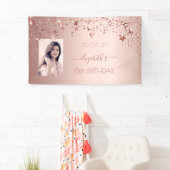 18. Geburtstag Foto Rose Gold Rosa Glitterstars Banner (Insitu)