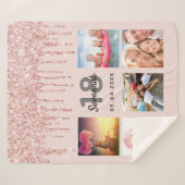 18. Geburtstag Foto Rose Goldrot Rosa Sherpadecke (Vorderseite (Horizontal))