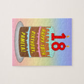 18. Geburtstag: Fun Cake and Candles + Individuell Puzzle (Horizontal)