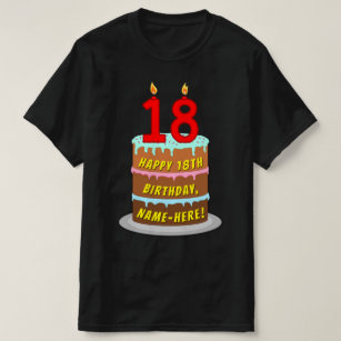 18. Geburtstag — Fun Cake & Candles, w/Individuell T-Shirt