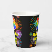 18. Geburtstag: Fun Fireworks Pattern + Regenbogen Pappbecher (Links)