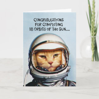 18. Geburtstag Funny Space Cat Karte