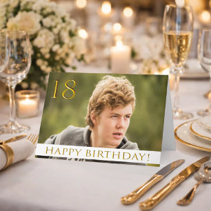 18. Geburtstag für einen Jungen mit deinem Portrai Karte