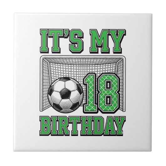 18. Geburtstag Fußball Vintage Fliese (Vorderseite)