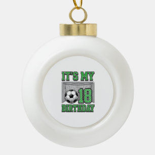 18. Geburtstag Fußball Vintage Keramik Kugel-Ornament