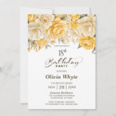 18. Geburtstag Gelbes Party Einladung (Vorderseite)