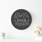 18. Geburtstag Geschenk Chalk Herzen Große Wanduhr (Zuhause)