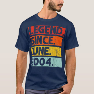 18. Geburtstag Geschenke Legend seit Juni 2004 18  T-Shirt