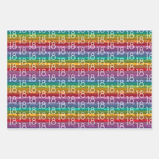 18. Geburtstag Geschenkpapier Set (Vorderseite 3)