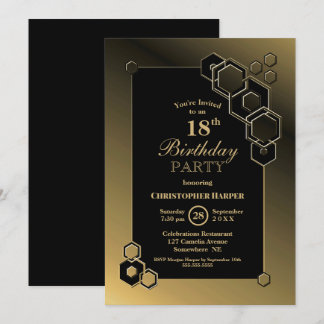 18. Geburtstag Gold Geometric Frame Party Einladung