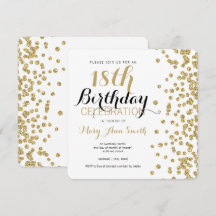 18. Geburtstag Gold Imitate Glitzer Confetti White