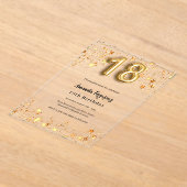 18. Geburtstag Gold Sterne klar Acryleinladungen (Ablage )