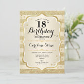 18. Geburtstag - Goldeinladung Einladung (Stehend Vorderseite)
