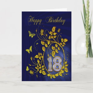 18. Geburtstag goldene Schmetterlinge Karte