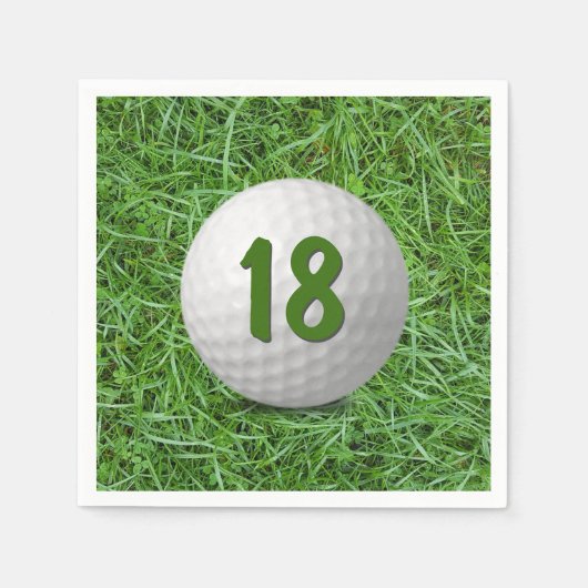 18. Geburtstag Golf Ball auf Gras Serviette (Vorderseite)