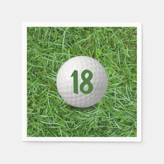 18. Geburtstag Golf Ball auf Gras Serviette (Vorderseite)