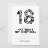 18. Geburtstag, Grauer Camouflage Personalisierter Einladung (Vorderseite)