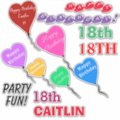 18. Geburtstag Herzblasen Personalisiert Vinyl Aufkleber (Vorderseite)