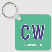 18. Geburtstag Initialen grün lila Schlüsselanhänger (Vorderseite)