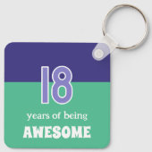 18. Geburtstag Initialen grün lila Schlüsselanhänger (Rückseite)