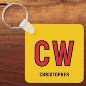 18. Geburtstag Initialen rot gelb Schlüsselanhänger (Vorderseite)