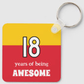 18. Geburtstag Initialen rot gelb Schlüsselanhänger (Rückseite)