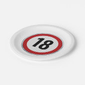 18. Geburtstag - JEDES ALTER Verkehrsschild Paper Pappteller (Schrägansicht)