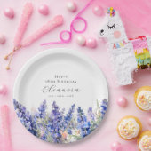18. Geburtstag Juli Blume Larkspur Custom Pappteller (Party)