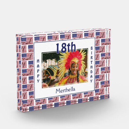 18. Geburtstag Keepake | AMERICAN USA FLAG Fotoblock (Links)
