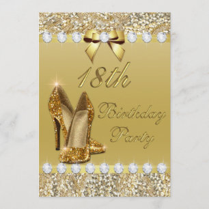 18. Geburtstag klassische Gold Heelse Sequins Diam Einladung