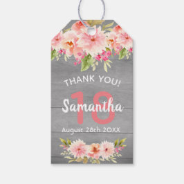 18. Geburtstag Koralle Dahlia Blume grau Vielen Da Geschenkanhänger