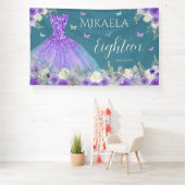 18. Geburtstag Lila Blumenbanner Banner (Insitu)