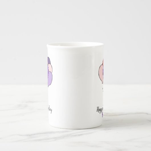 18. Geburtstag lila & rosa Ballons Porzellantasse (Vorderseite)