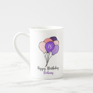 18. Geburtstag lila & rosa Ballons Porzellantasse