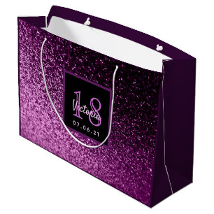 18. Geburtstag lila-rosa Glitzer Glam Girl Große Geschenktüte