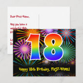 18. Geburtstag – Lustiges Feuerwerk Muster + Regen Postkarte (Vorne/Hinten)