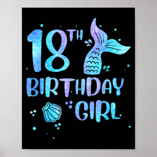 18. Geburtstag Mädchen Meerjungfrau 18. Kleinkinde Poster