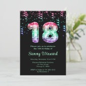 18. Geburtstag Meerjungfrau mit Confetti Einladung (Stehend Vorderseite)