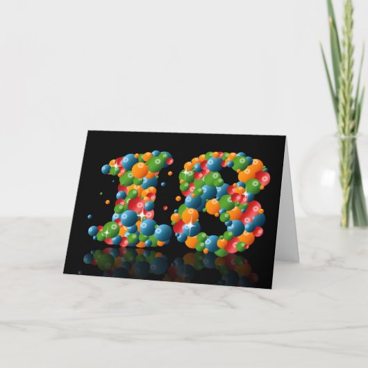 18. Geburtstag mit Zahlen aus Kugeln gebildet Karte (Vorderseite)