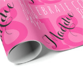 18. Geburtstag Moderne rosa Typografie Geschenkpapier (Rolleneckpunkt)