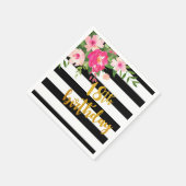 18. Geburtstag Napkin - Schwarz-Weiß-Streifen Serviette (Ecke)