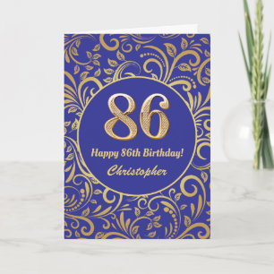 18. Geburtstag Navy Blau und Gold Floral Muster Karte