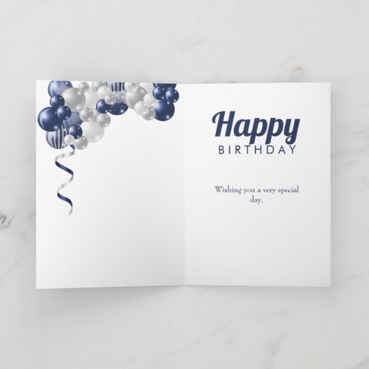 18. Geburtstag Navy Blue Balloons Karte (Innenseite)