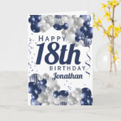 18. Geburtstag Navy Blue Balloons Karte (Gelbe Blume)